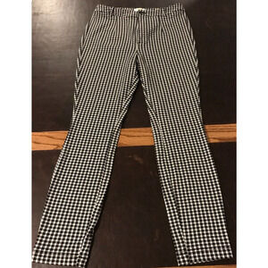 Anthropologie Maeve Black/White Gingham Checked Print Slim Pants - Size 10